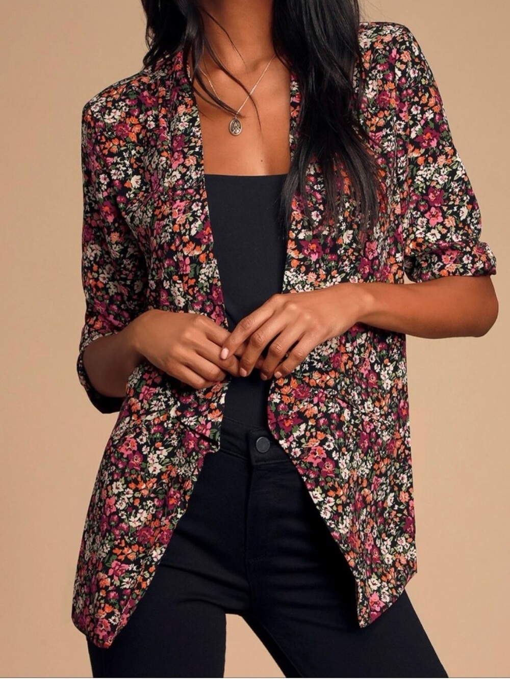 Lulus Miss Punctuality Lightweight Blazer- Floral